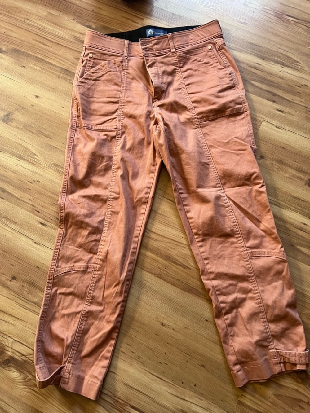 Democracy Straight-Leg Utility Jeans in Rust Orange